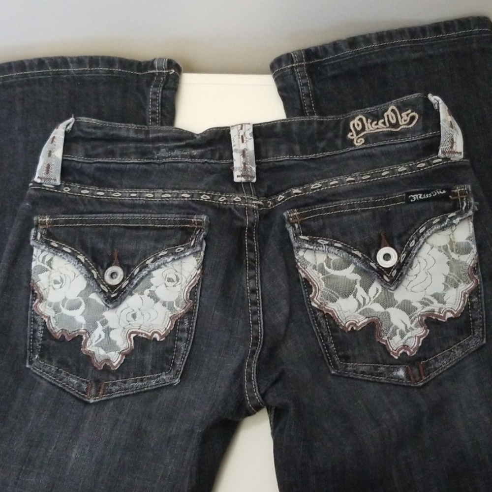 MissMe Lacy Black/Grey Jeans, JP4292B Jet Reno x29